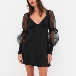 For Love And Lemons Black Dress with Sheer Sleeves Size S new with tags